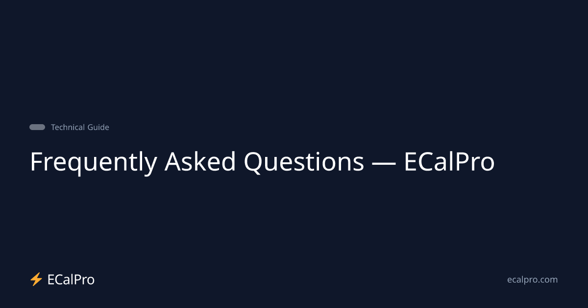 Frequently Asked Questions — ECalPro