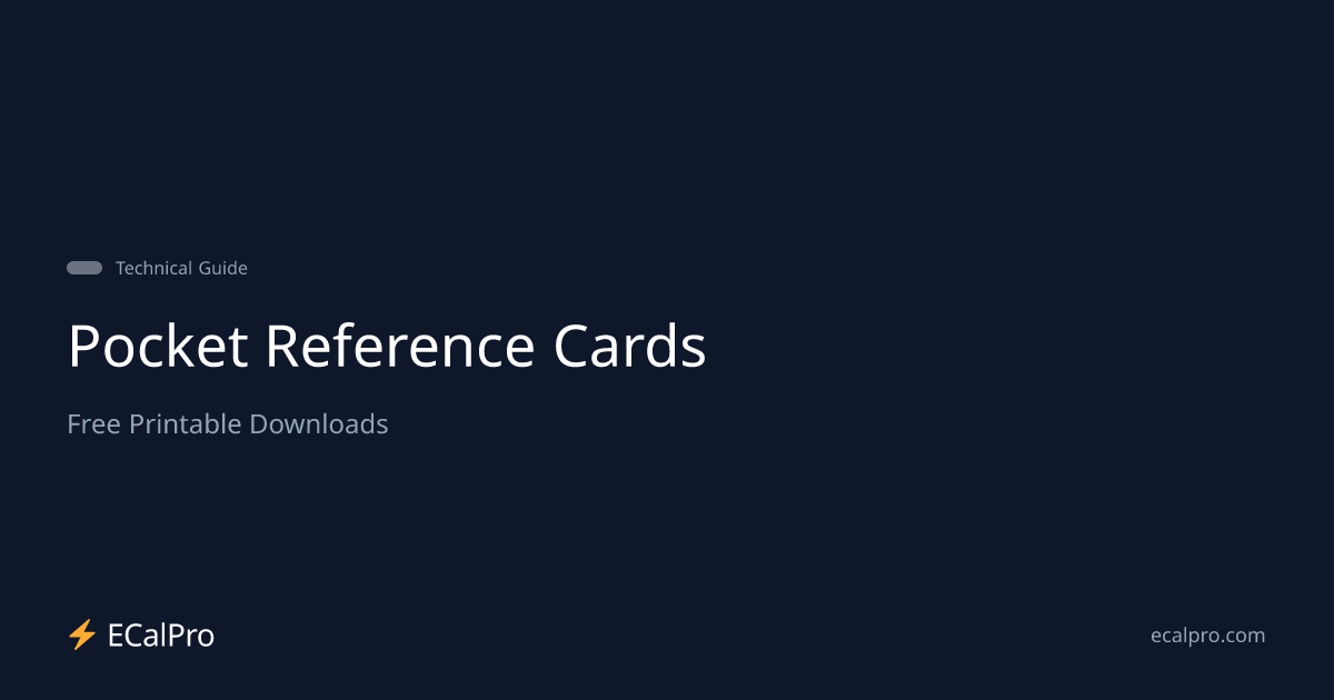 Pocket Reference Cards — Free Printable Downloads | ECalPro