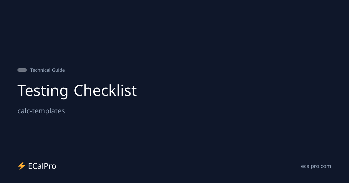 Free Testing Checklist (PDF) — Printable Template | ECalPro