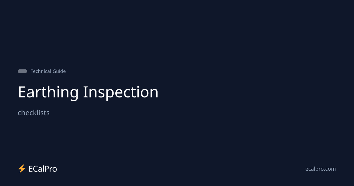Free Earthing Inspection (PDF) — Printable Template | ECalPro